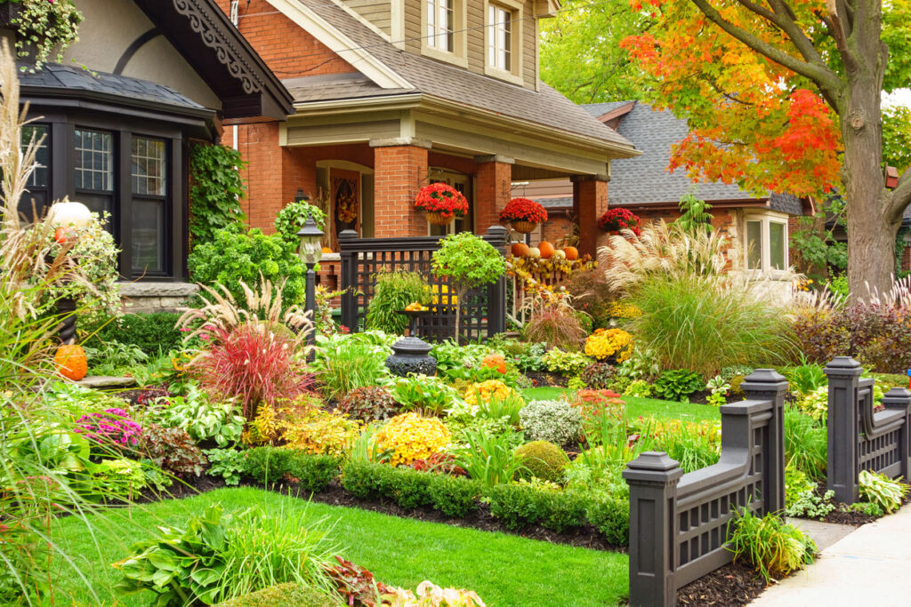 A fall garden overflowing with color