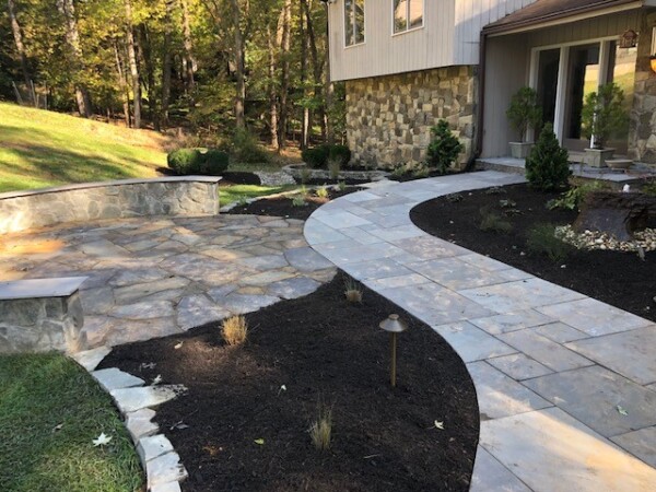 Custom hardscape pathway and patio