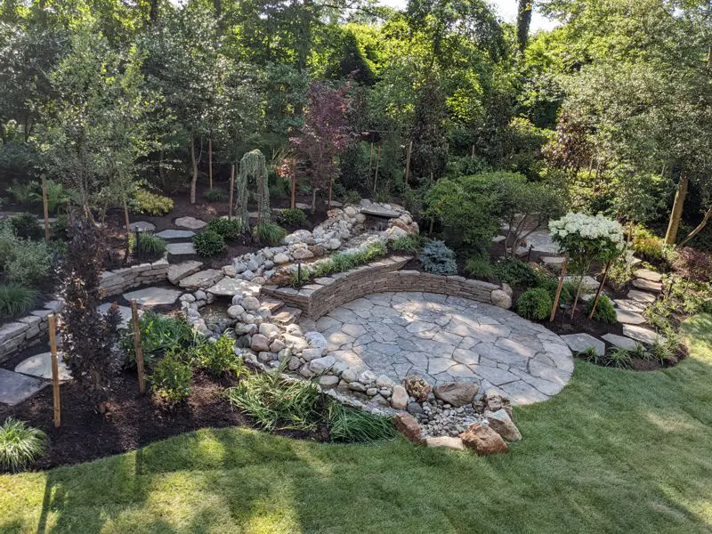 photo of stone walls and path