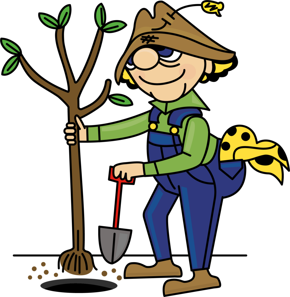 Farmer planting a tree